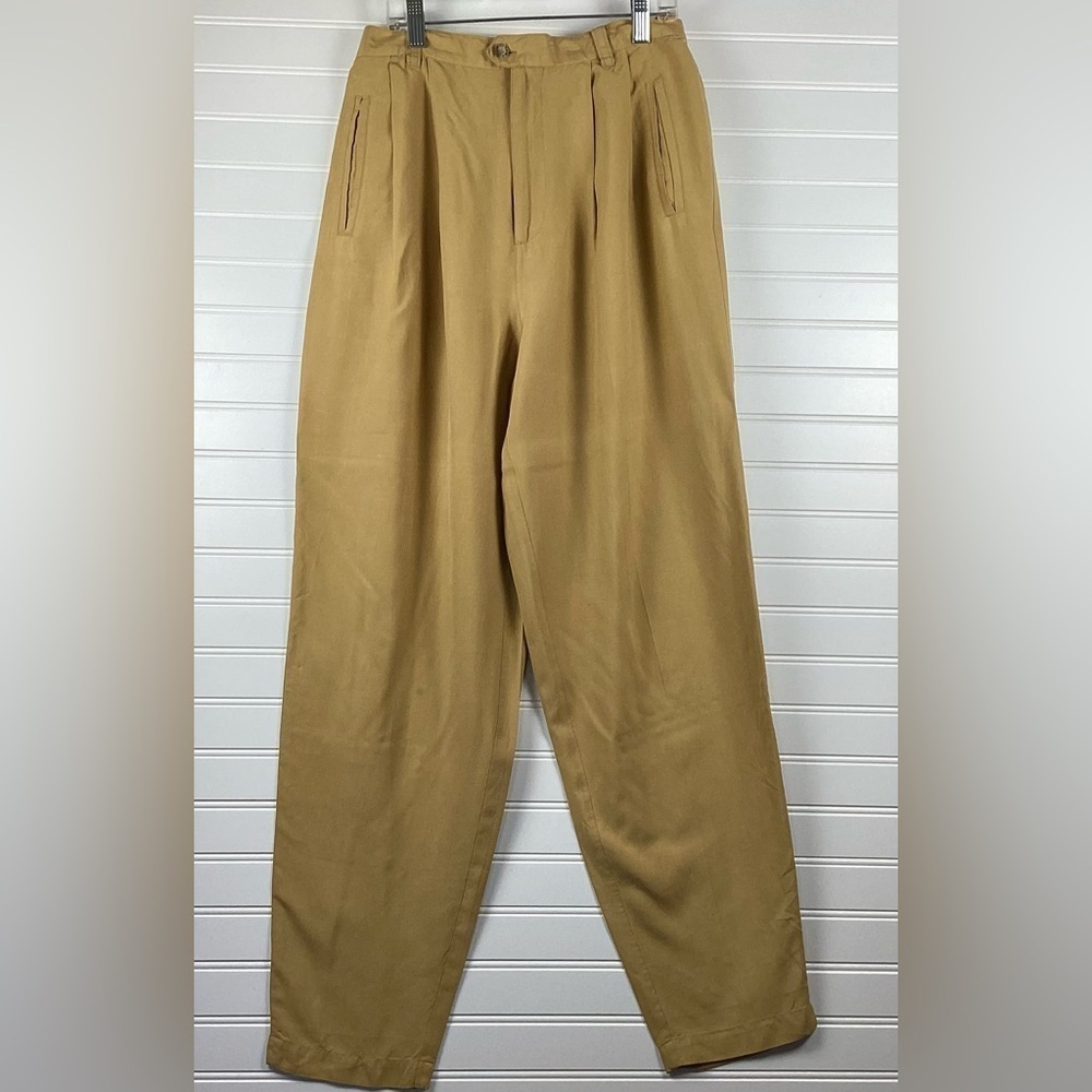 KrissKross Sport Vintage camel Silk Pants high Rise Size 10